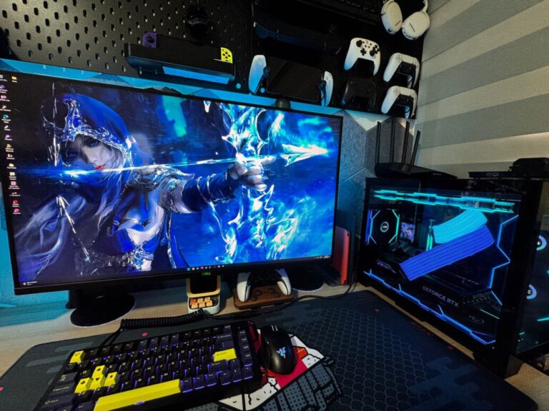 Custom black Lian Li gaming PC for 4K gaming and streaming, side view