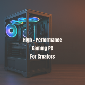 A high-performance custom creator workstation PC setup in Singapore with a clean desk layout, RGB lighting, and dual monitors