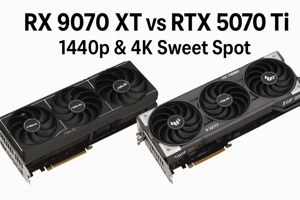 RX 9070 XT vs RTX 5070 Ti graphics card comparison for 1440p Ultra and entry 4K gaming in Singapore.
